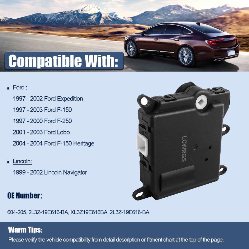 LCWRGS HVAC Blend Door Actuator for Ford F-150 1997-2003, Expedition 1997-2002, F-250 1997-2000, Lincoln Navigator 1999-2002, Heater Air Door Actuator 604-205, 2L3Z19E616BA, F65Z19E616AB - Image 2